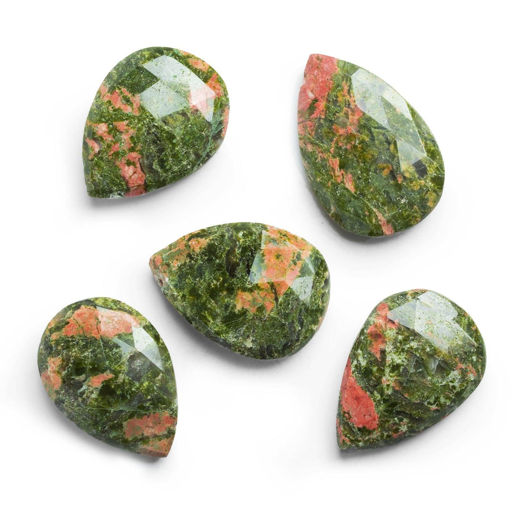 30mm Unakite Jasper Faceted Pear Focal Bead 1 Piece - The Bead Traders