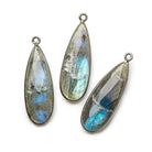 30x12mm Black Gold .925 Bezel Labradorite faceted pear Pendant 1 piece B grade - The Bead Traders