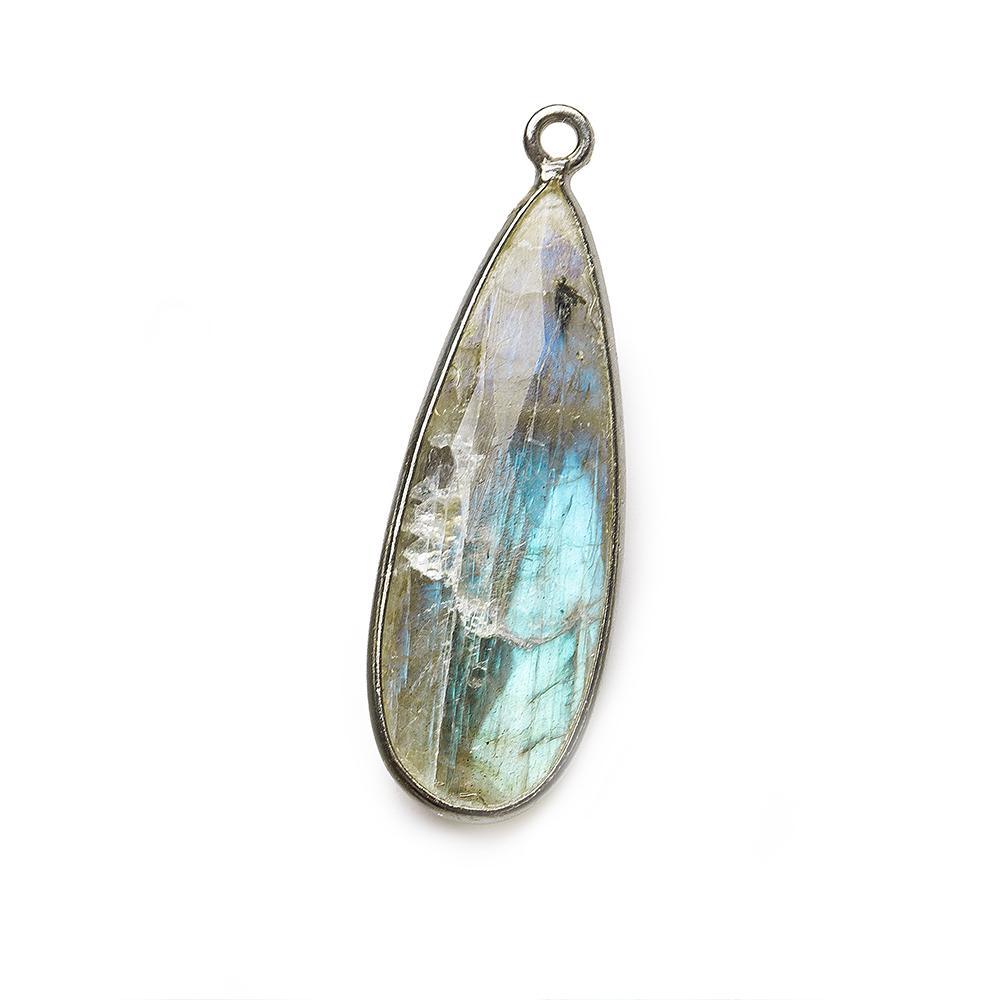 30x12mm Black Gold .925 Bezel Labradorite faceted pear Pendant 1 piece B grade - The Bead Traders