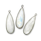 30x12mm Black Gold .925 Bezel Rainbow Moonstone faceted pear Pendant 1 piece - The Bead Traders