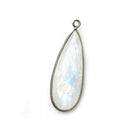 30x12mm Black Gold .925 Bezel Rainbow Moonstone faceted pear Pendant 1 piece - The Bead Traders