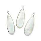 30x12mm Silver Bezel Rainbow Moonstone faceted pear Pendant 1 piece - The Bead Traders