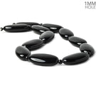 30x15mm & 4mm Black Onyx Plain Oval & Plain Rounds 16 inch 25 beads - The Bead Traders