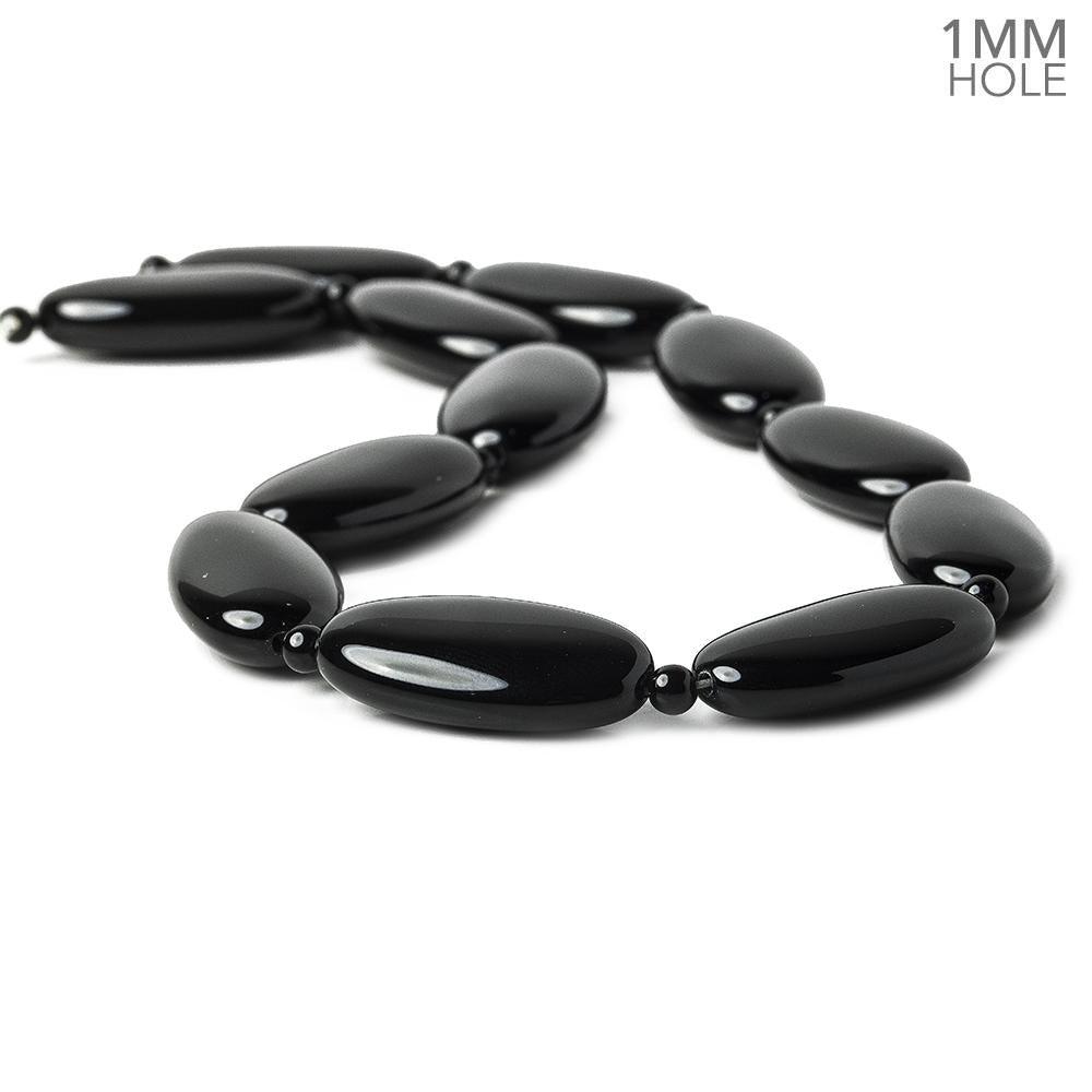 30x15mm & 4mm Black Onyx Plain Oval & Plain Rounds 16 inch 25 beads - The Bead Traders
