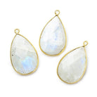 30x17mm Vermeil Bezel Rainbow Moonstone faceted pear Pendant 1 piece - The Bead Traders