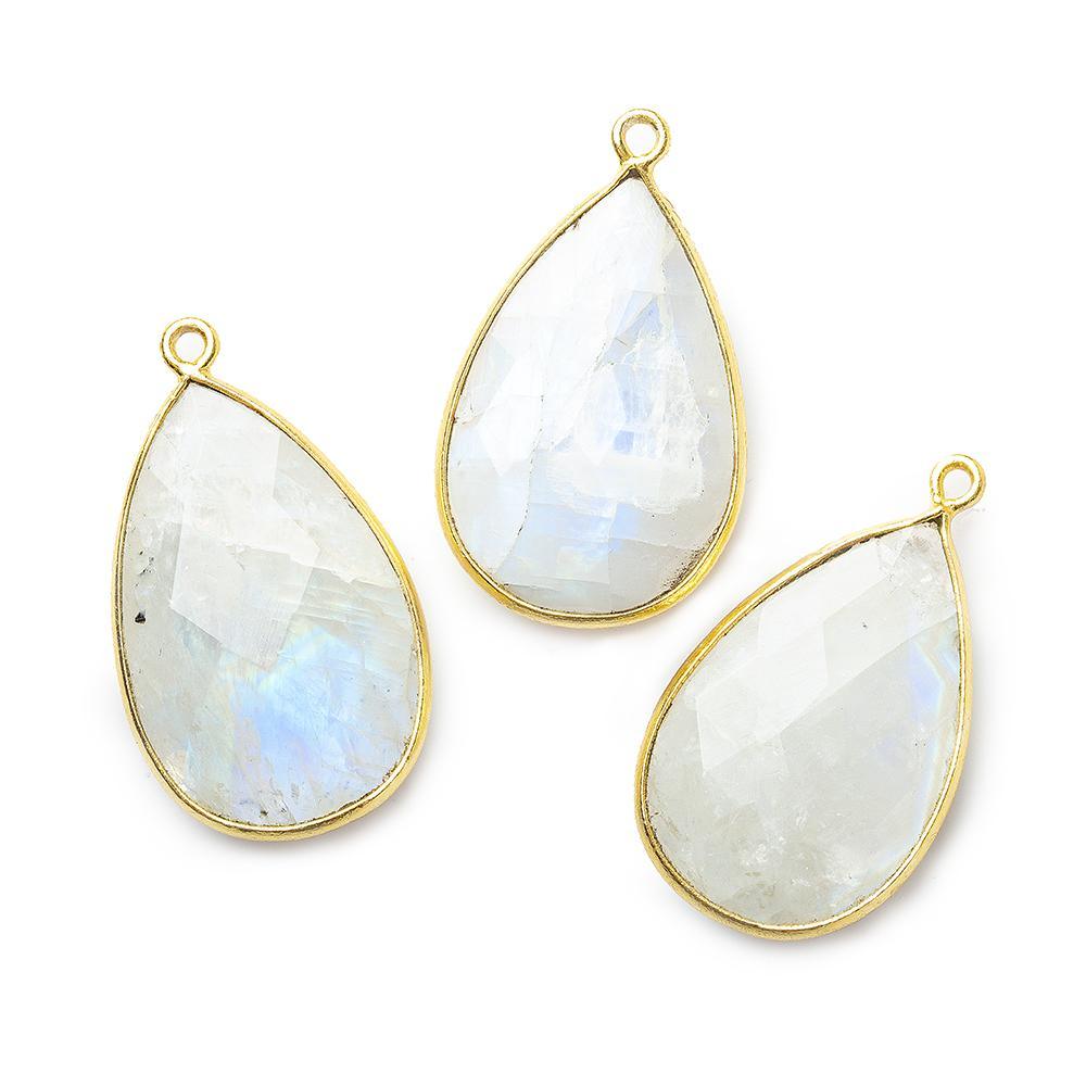 30x17mm Vermeil Bezel Rainbow Moonstone faceted pear Pendant 1 piece - The Bead Traders