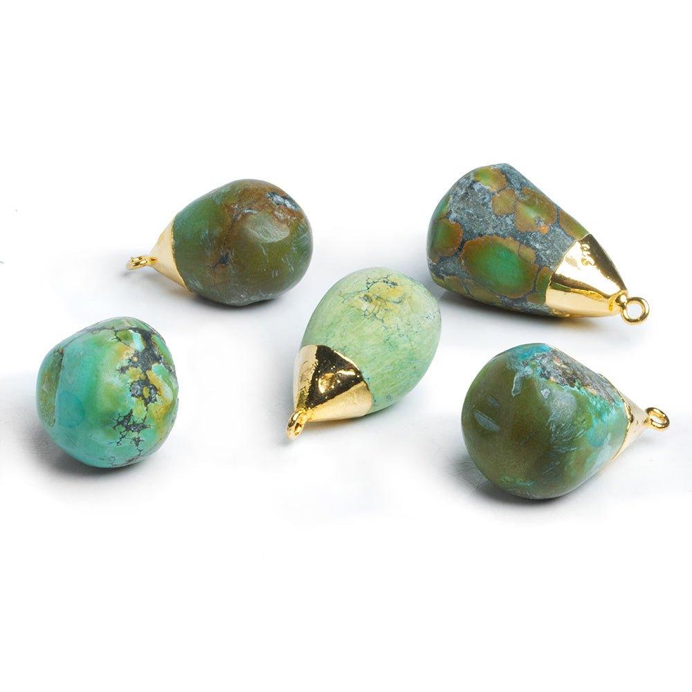 30x18mm Gold Leafed Chinese Turquoise Teardrop Pendant - The Bead Traders