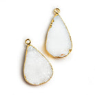 30x18mm Gold Leafed White Drusy Pear Pendant 1 Bead - The Bead Traders