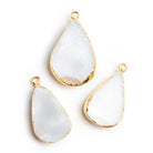30x18mm Gold Leafed White Drusy Pear Pendant 1 Bead - The Bead Traders