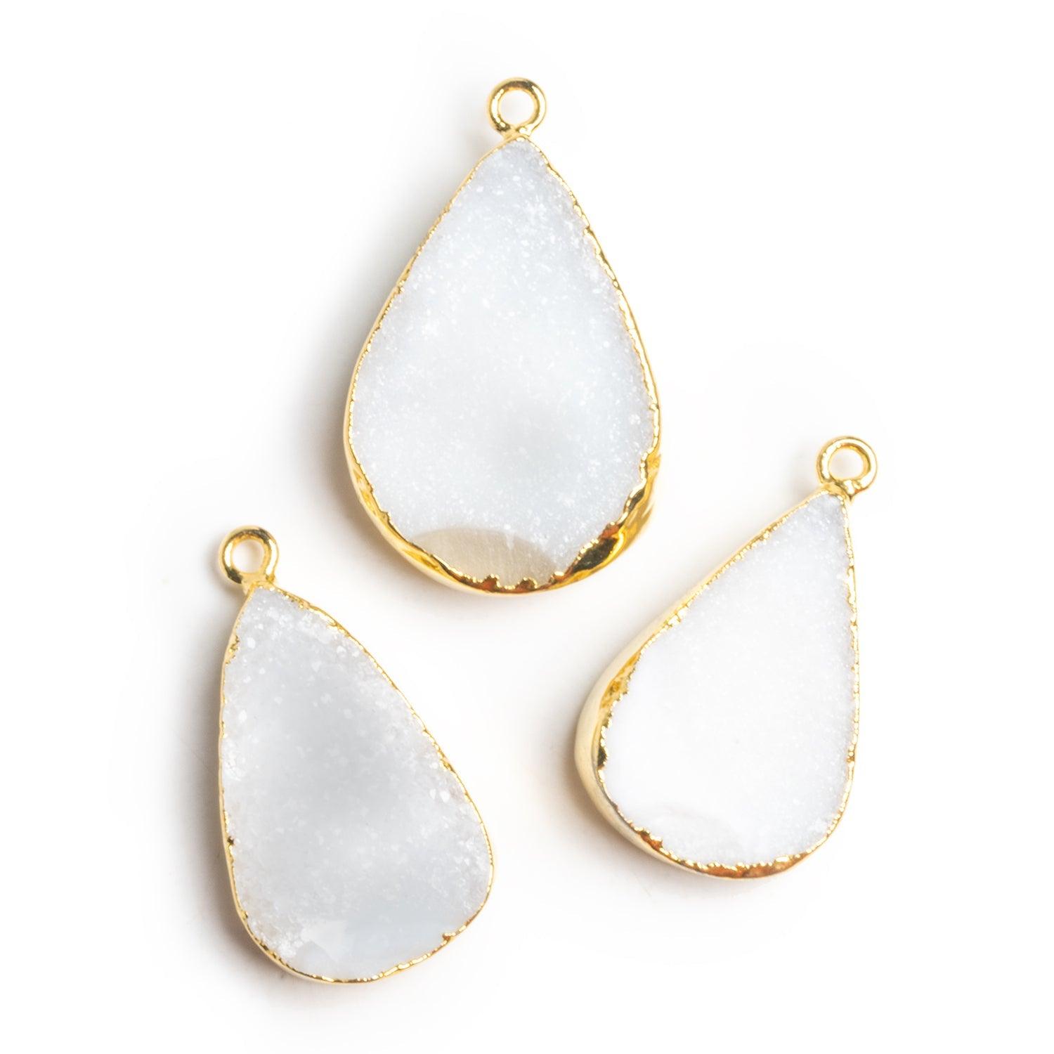 30x18mm Gold Leafed White Drusy Pear Pendant 1 Bead - The Bead Traders
