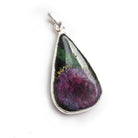 30x19mm Silver Leafed Ruby in Zoisite Pear Pendant 1 Piece - The Bead Traders