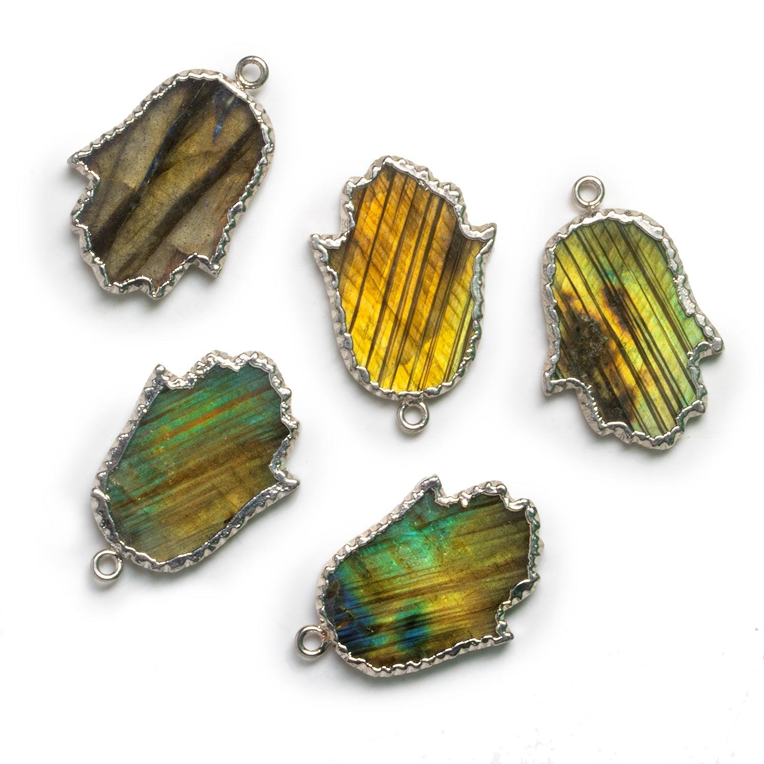 30x20mm Silver Leafed Labradorite Hamsa Pendant 1 Bead - The Bead Traders