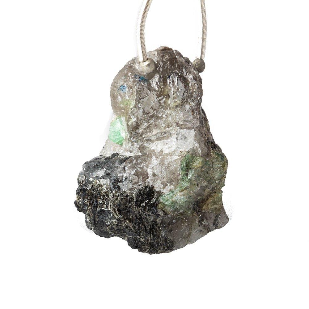 30x22mm Black Tourmalinated Quartz Natural Crystal Cluster Pendant 1 piece - The Bead Traders