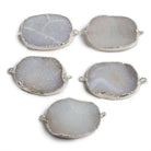 30x22mm Silver edged White Oval Drusy Connector 1 focal bead - The Bead Traders
