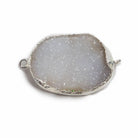 30x22mm Silver edged White Oval Drusy Connector 1 focal bead - The Bead Traders