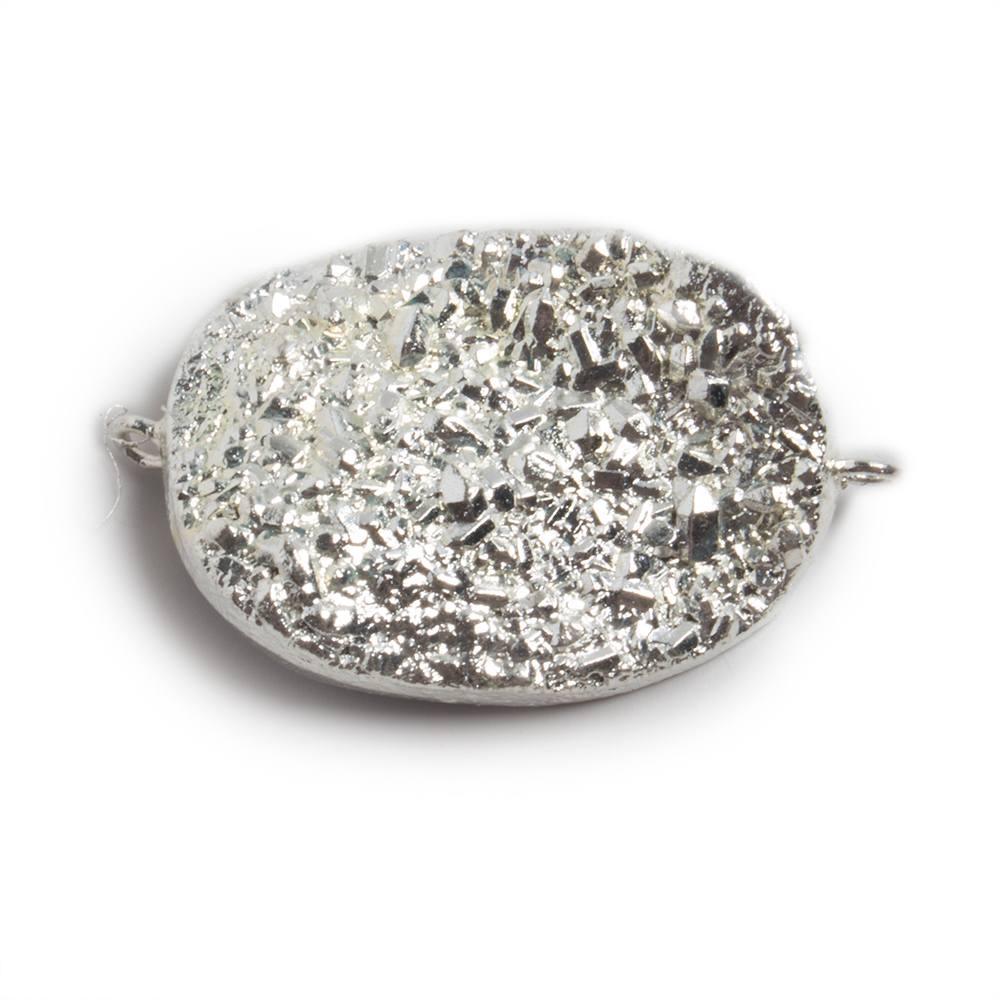 30x22mm Silver plated Oval Drusy Connector 1 focal bead - The Bead Traders