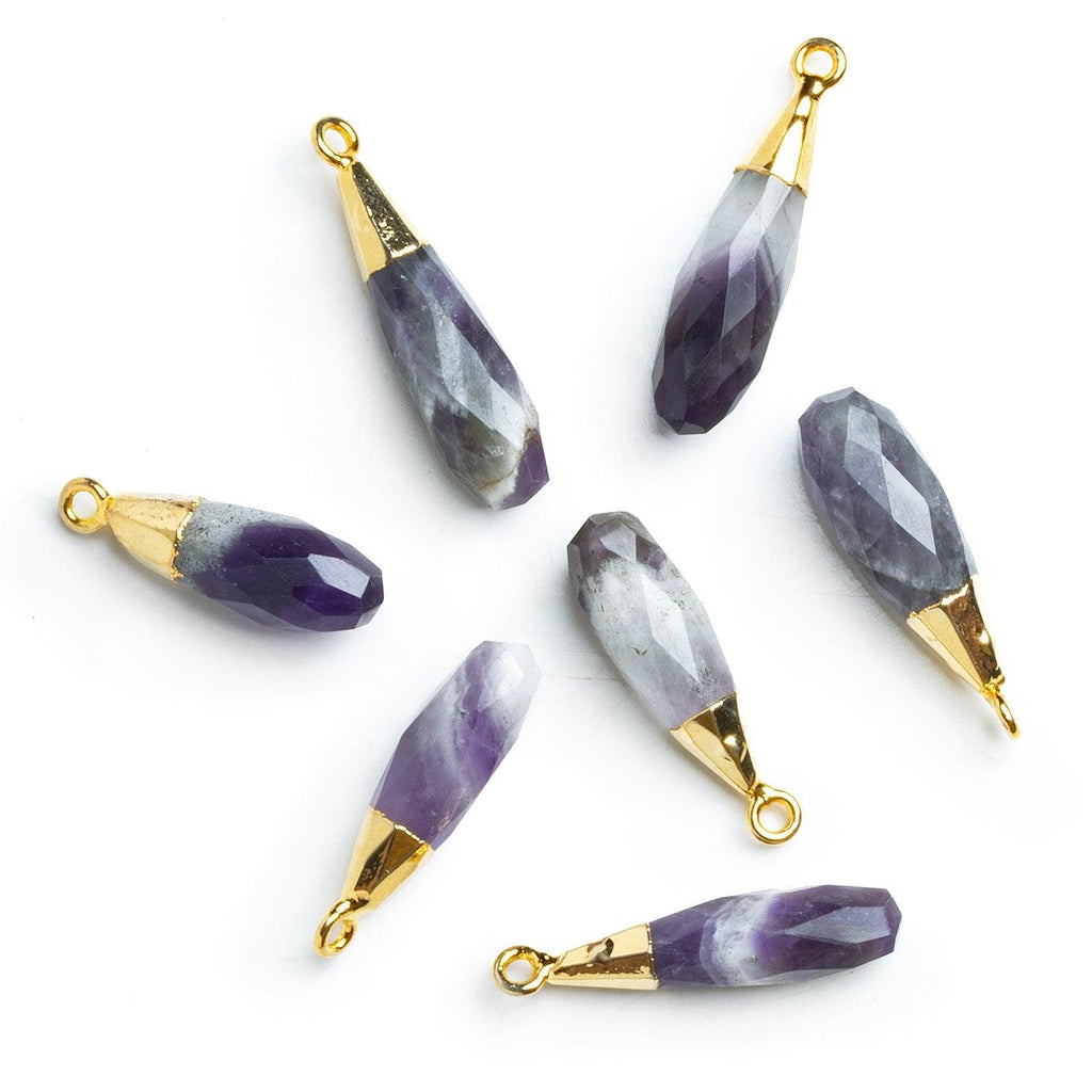 30x7mm Gold Leafed Amethyst Teardrop Pendant 1 Piece - The Bead Traders