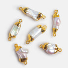 30x9mm Gold Leafed Baroque Pearl Connector 1 Piece - The Bead Traders