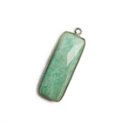 31x11mm Black Gold Bezel Amazonite Bar 1 ring Pendant North South 1 pc - The Bead Traders