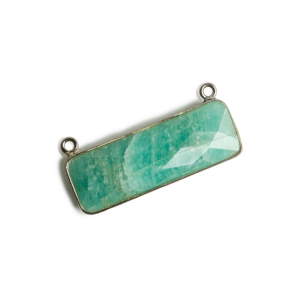 31x11mm Black Gold Bezel Amazonite Bar 2 ring Connector East West 1 pc - The Bead Traders