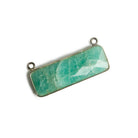31x11mm Black Gold Bezel Amazonite Bar 2 ring Connector East West 1 pc - The Bead Traders