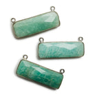 31x11mm Black Gold Bezel Amazonite Bar 2 ring Connector East West 1 pc - The Bead Traders