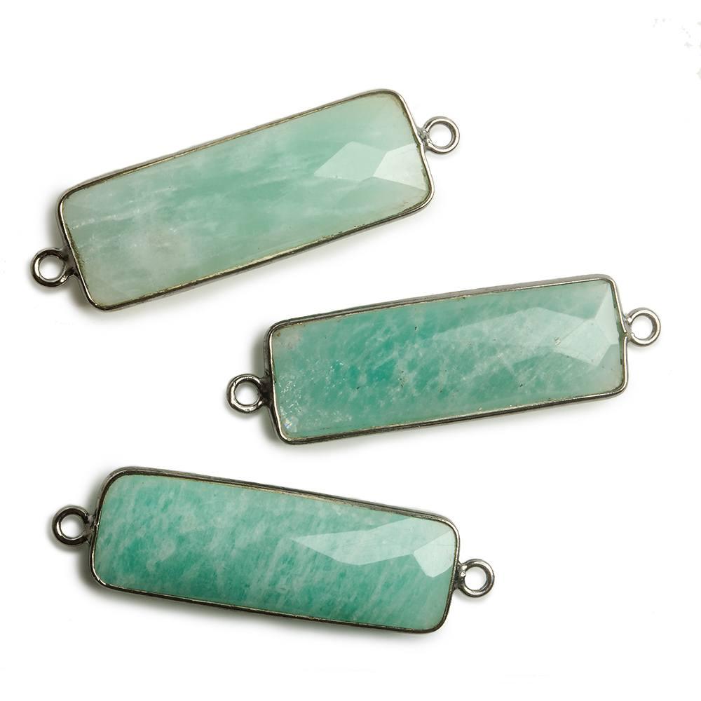 31x11mm Black Gold Bezel Amazonite Bar 2 ring Connector North South 1 pc - The Bead Traders