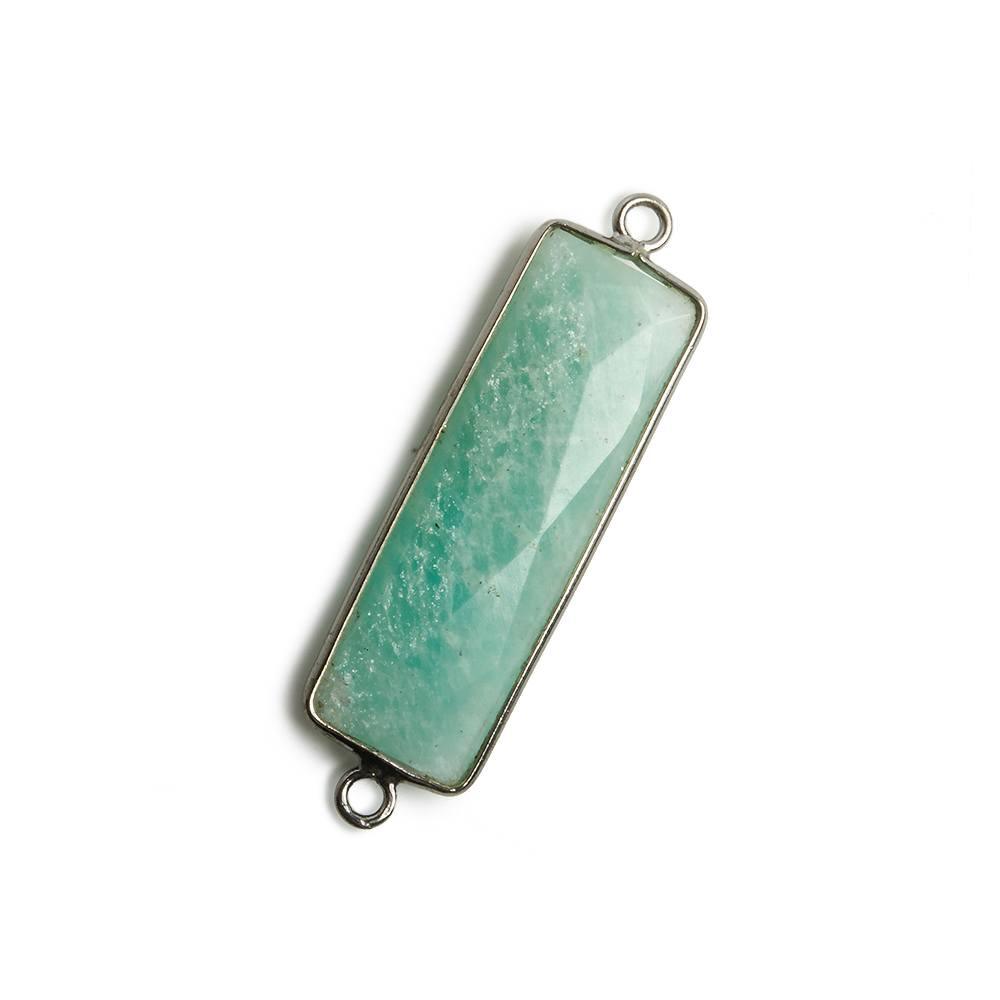 31x11mm Black Gold Bezel Amazonite Bar 2 ring Connector North South 1 pc - The Bead Traders