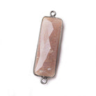 31x11mm Black Gold Bezel Chocolate Moonstone Bar 2 ring Connector North South 1 piece - The Bead Traders