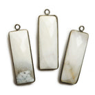 31x11mm Black Gold Bezel Dendritic Agate Bar 1 ring Pendant North South 1 pc - The Bead Traders