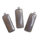 31x11mm Black Gold Bezel Grey Chalcedony Bar 1 ring pendant 1 piece - The Bead Traders