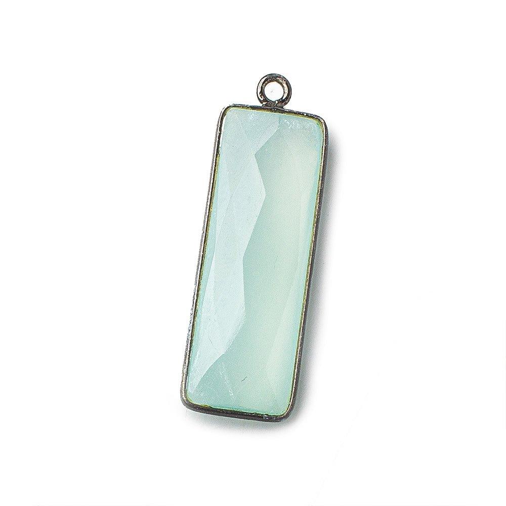 31x11mm Black Gold Bezel Seafoam Chalcedony Bar 1 ring pendant 1 piece - The Bead Traders