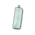 31x11mm Black Gold Bezel Seafoam Chalcedony Bar 1 ring pendant 1 piece - The Bead Traders