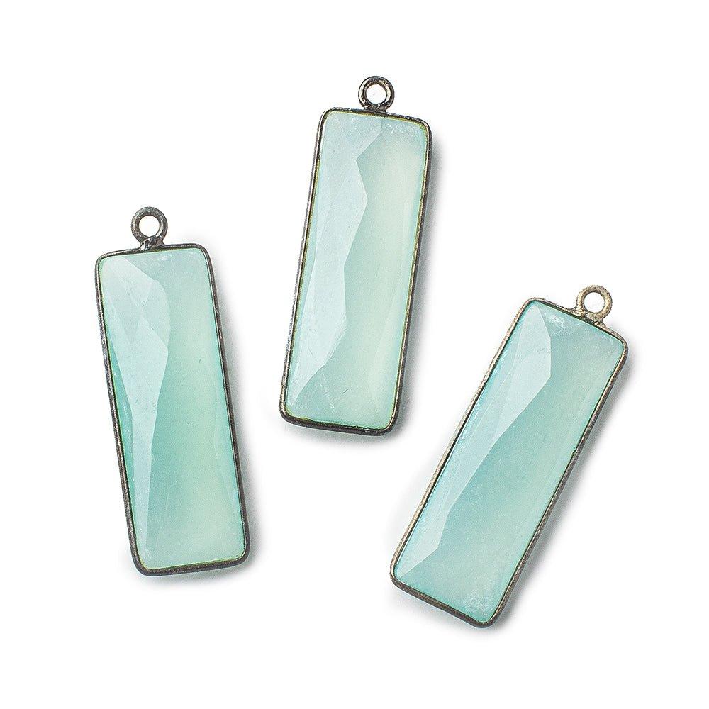 31x11mm Black Gold Bezel Seafoam Chalcedony Bar 1 ring pendant 1 piece - The Bead Traders