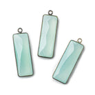 31x11mm Black Gold Bezel Seafoam Chalcedony Bar 1 ring pendant 1 piece - The Bead Traders