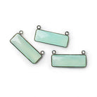 31x11mm Black Gold Bezel Seafoam Chalcedony Bar 2 ring Connector East West 1 piece - The Bead Traders