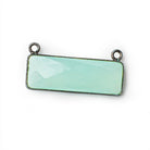 31x11mm Black Gold Bezel Seafoam Chalcedony Bar 2 ring Connector East West 1 piece - The Bead Traders
