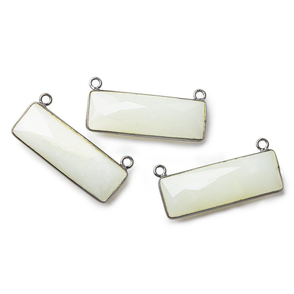 31x11mm Black Gold Bezel White Moonstone Bar 2 ring Connector East West 1 piece - The Bead Traders