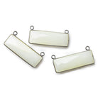 31x11mm Black Gold Bezel White Moonstone Bar 2 ring Connector East West 1 piece - The Bead Traders