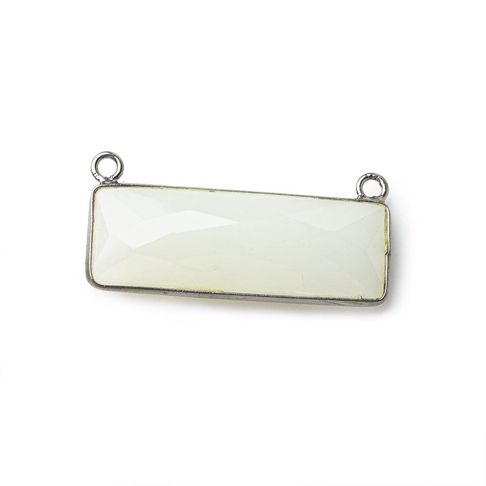 31x11mm Black Gold Bezel White Moonstone Bar 2 ring Connector East West 1 piece - The Bead Traders