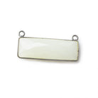 31x11mm Black Gold Bezel White Moonstone Bar 2 ring Connector East West 1 piece - The Bead Traders