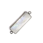 31x11mm Black Gold Bezeled Rainbow Moonstone Bar Pendant 1 Piece - The Bead Traders