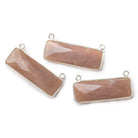 31x11mm Silver Bezel Chocolate Moonstone Bar 2 ring Connector East West 1 piece - The Bead Traders