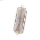 31x11mm Silver Bezel Chocolate Moonstone Bar 2 ring Connector North South 1 piece - The Bead Traders