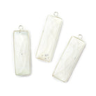 31x11mm Silver Bezel Dendritic Agate Bar 1 ring pendant 1 piece - The Bead Traders