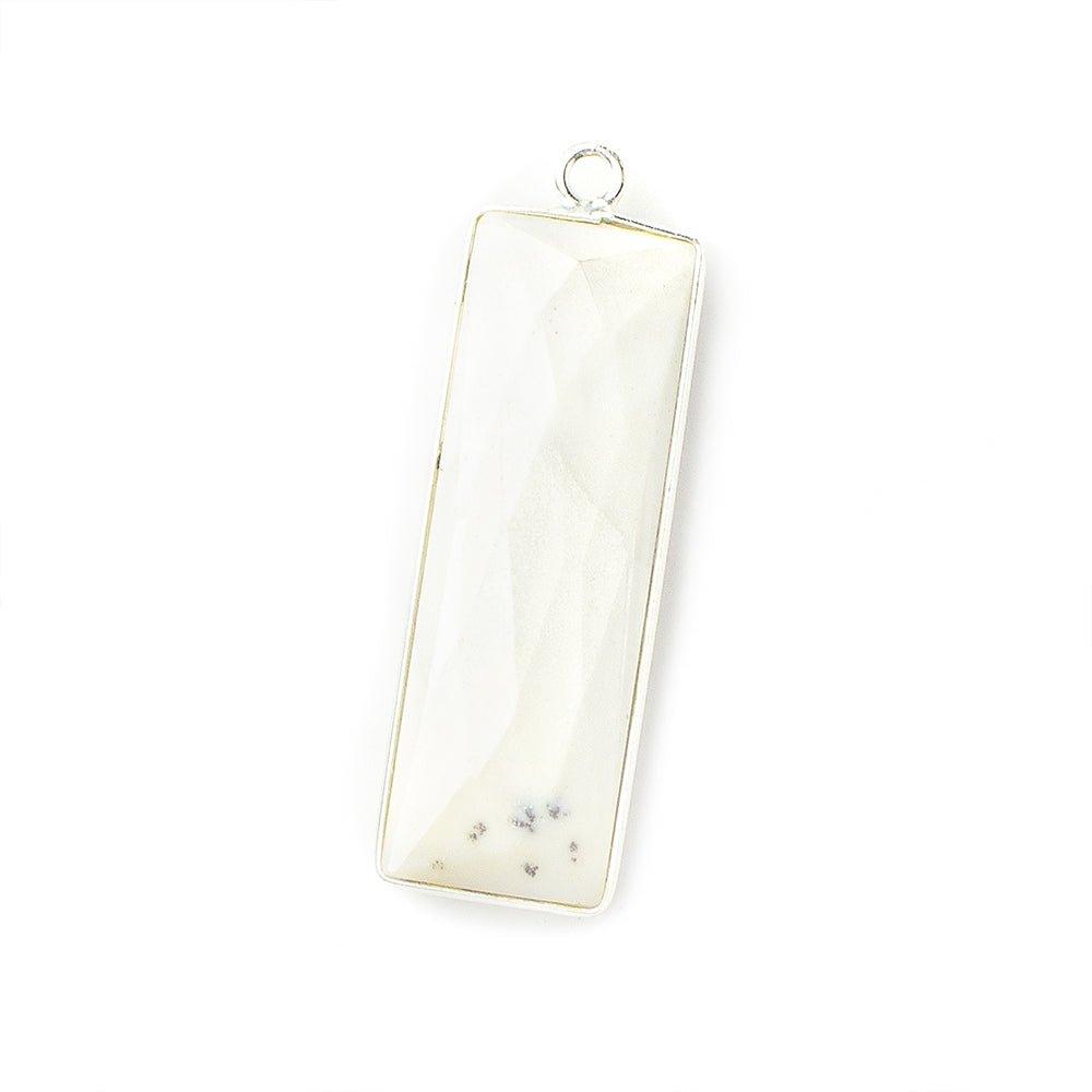 31x11mm Silver Bezel Dendritic Agate Bar 1 ring pendant 1 piece - The Bead Traders
