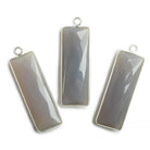31x11mm Silver Bezel Grey Chalcedony Bar 1 ring pendant 1 piece - The Bead Traders