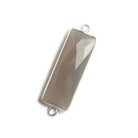 31x11mm Silver Bezel Grey Chalcedony Bar 2 ring Connector North South 1 piece - The Bead Traders