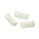 31x11mm Silver Bezel White Moonstone Bar 2 ring Connector East West 1 piece - The Bead Traders