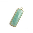 31x11mm Vermeil Bezel Amazonite Bar 1 ring Pendant North South 1 pc - The Bead Traders